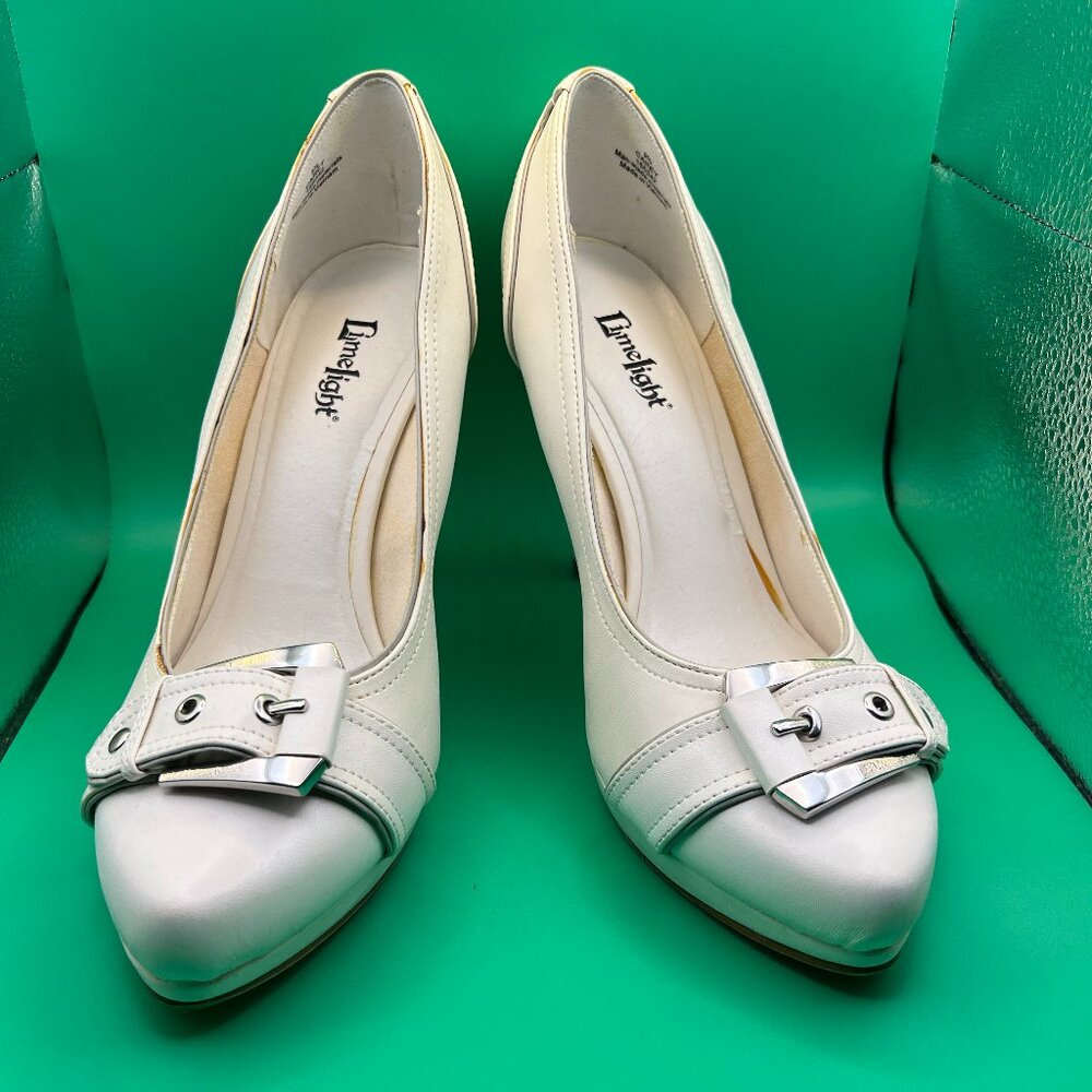 Limelight White Heels With Buckle